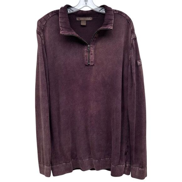 XG Xtreme Gear Surplus Sweater Top Men's XL Burgundy 1/4 Zip Mock Neck Pullover - Picture 2 of 12